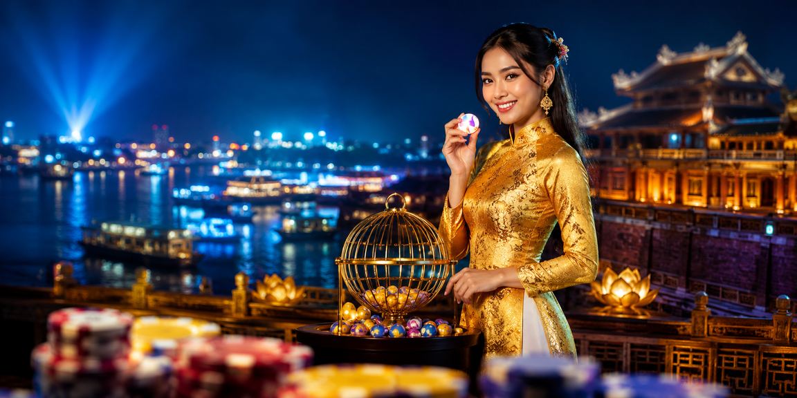 Người dân Huế mặc áo dài tham gia các trò chơi may mắn truyền thống bên cạnh xổ số