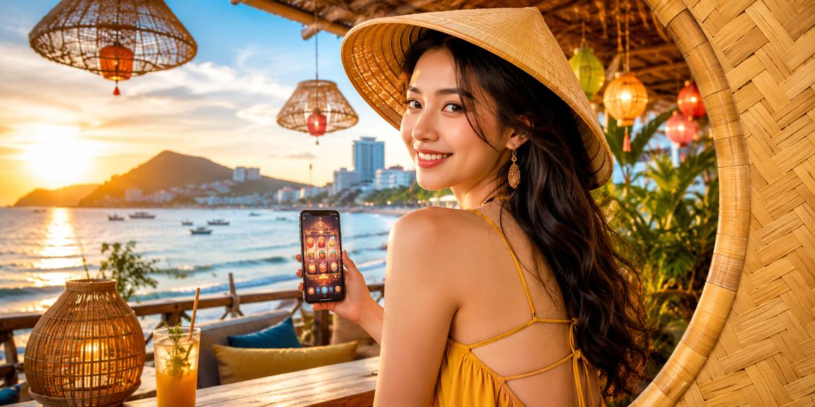 Người dùng chơi casino trên điện thoại tại bờ biển Vũng Tàu